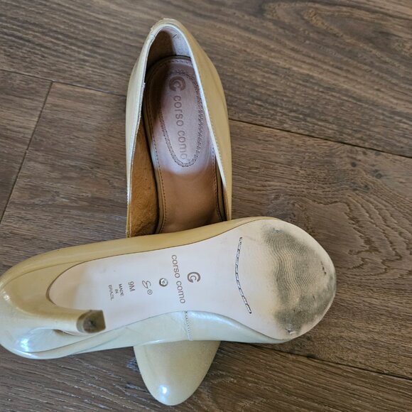 Corso Como Tan Patent Leather Heels Coffee Latte Pumps Size 9 - Picture 3 of 10